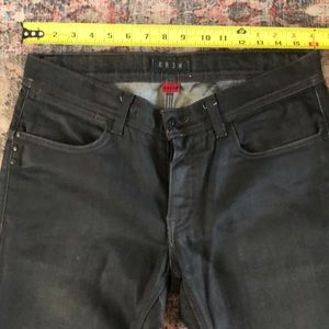 Krew slim fit straight black denim jeans